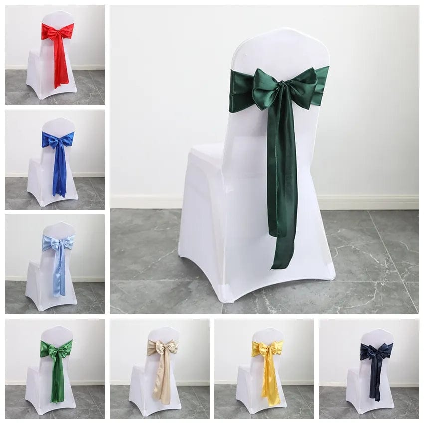  Showlu Fashion Store Wedding Decoration Satin Chair Sash Colour Design Bow Tie For Birthday Party Festival Hotel Show Shiny Look Luxury Dining Room