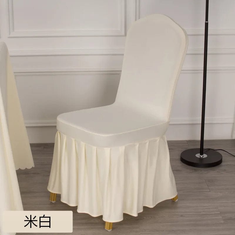  Showlu Fashion Store Wedding Spandex Chair Cover With Skirt Pleated Ruffled Lycra Elastic Stretch Luxury Birthday Party Hotel Banquet Decoration