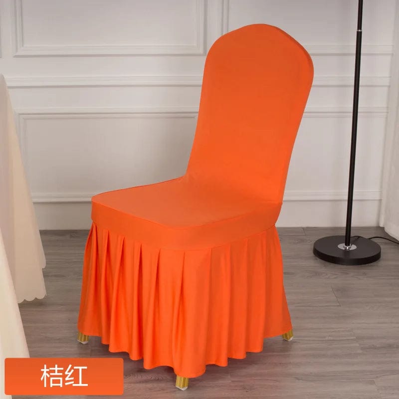  Showlu Fashion Store Wedding Spandex Chair Cover With Skirt Pleated Ruffled Lycra Elastic Stretch Luxury Birthday Party Hotel Banquet Decoration