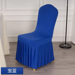  Showlu Fashion Store Wedding Spandex Chair Cover With Skirt Pleated Ruffled Lycra Elastic Stretch Luxury Birthday Party Hotel Banquet Decoration