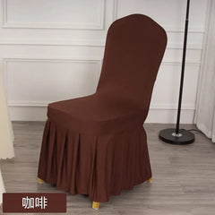  Showlu Fashion Store Wedding Spandex Chair Cover With Skirt Pleated Ruffled Lycra Elastic Stretch Luxury Birthday Party Hotel Banquet Decoration