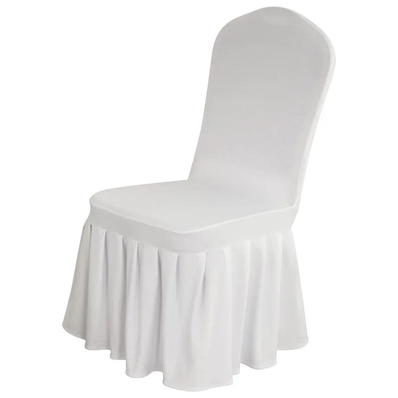  Showlu Fashion Store Wedding Spandex Chair Cover With Skirt Pleated Ruffled Lycra Elastic Stretch Luxury Birthday Party Hotel Banquet Decoration