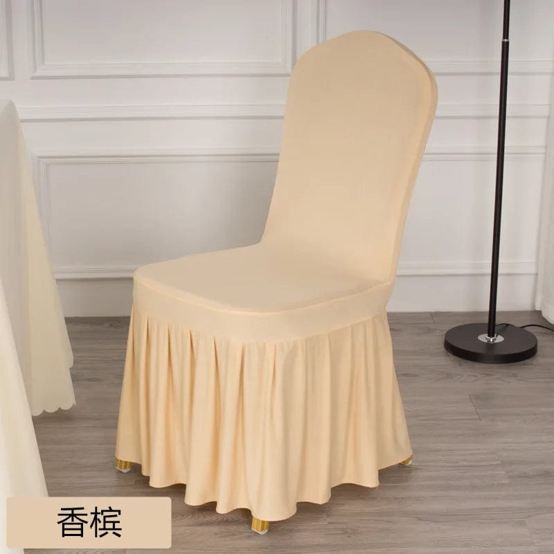  Showlu Fashion Store Wedding Spandex Chair Cover With Skirt Pleated Ruffled Lycra Elastic Stretch Luxury Birthday Party Hotel Banquet Decoration