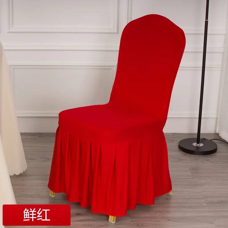  Showlu Fashion Store Wedding Spandex Chair Cover With Skirt Pleated Ruffled Lycra Elastic Stretch Luxury Birthday Party Hotel Banquet Decoration