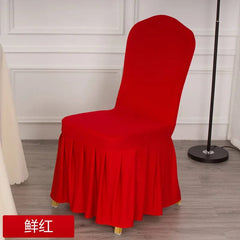  Showlu Fashion Store Wedding Spandex Chair Cover With Skirt Pleated Ruffled Lycra Elastic Stretch Luxury Birthday Party Hotel Banquet Decoration