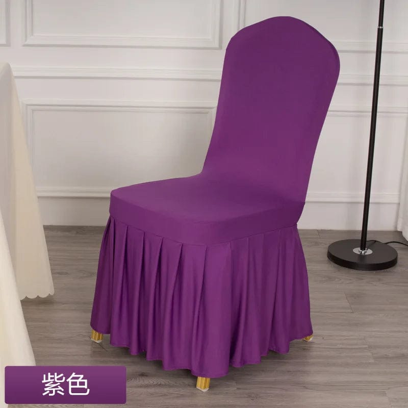  Showlu Fashion Store Wedding Spandex Chair Cover With Skirt Pleated Ruffled Lycra Elastic Stretch Luxury Birthday Party Hotel Banquet Decoration