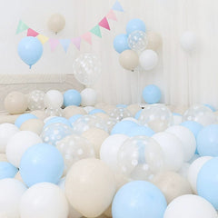  Showlu Fashion Store White 10 + Maca Blue 10 + Light Milk Tea 10 + Penetrable Wave Point 10(Including gifts) Six One Dark Blue and Light Blue Blue White Macaron Blue Balloon Birthday Graduation Kindergarten Scene Layout Decoration