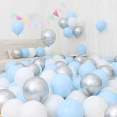  Showlu Fashion Store White 10 + Maca Blue 10 + Metal Silver 10(Including gifts) Six One Dark Blue and Light Blue Blue White Macaron Blue Balloon Birthday Graduation Kindergarten Scene Layout Decoration