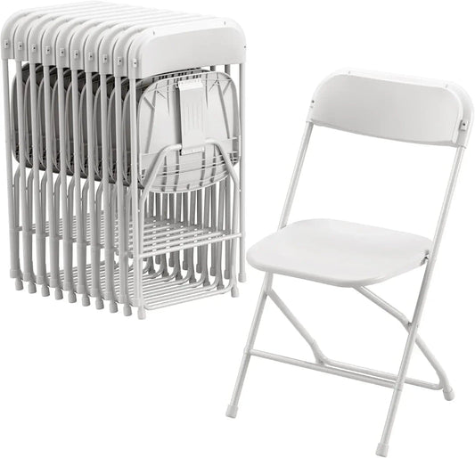 SHOWLU FASHION STORE White 10 Pack / United States 10 Pack Plastic Folding Chair, 300lb Capacity, Portable Commercial Chair with Steel Frame for Home Office Wedding Party Indoor