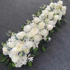 Showlu Fashion Store White / 100 30cm 1M Artificial Wedding Flower Row Long Layout Wedding Home Decoration Scene Artificial Flower Road Lead Flower Row Arch Decor