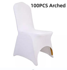 SHOWLU FASHION STORE White 100pcs Arched / UNITED KINGDOM 10-100PCS Black White Strong Spandex Universal Wedding Chair Covers Full Seat Slipcovers Restaurant Cafe