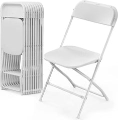 SHOWLU FASHION STORE White 10Pack / United States VINGLI 20 Pack White Plastic Folding Chair, Indoor Outdoor Portable Stackable Commercial Seat with Steel Frame 350lb