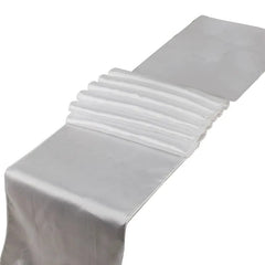 Showlu Fashion Store White 10Pcs/Set Satin Table Runner 30cm x 275cm For Wedding Party Event Banquet Home Table Decoration Supply Table Cover Accessories