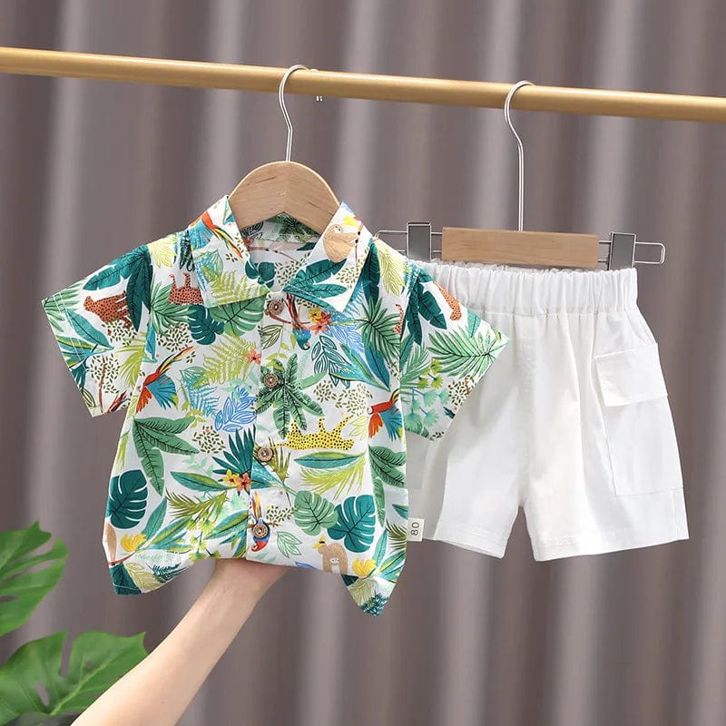  Showlu Fashion Store White / 18-24M IENENS Summer Clothing Sets Baby Clothes Cotton Short Sleeve Shirt + Shorts Outfits Kids Wear Child Boy's Suits Causal Dress