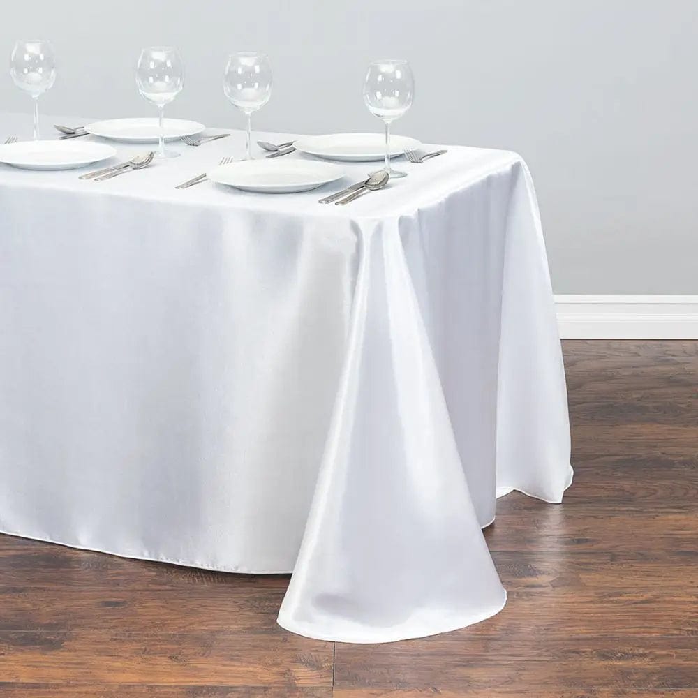  Showlu Fashion Store White / 228x335cm-90x132inch Rectangular Table Cloth Satin Cloth Square Table Cloth suitable for buffet table party holiday dinner wedding banquet decoration