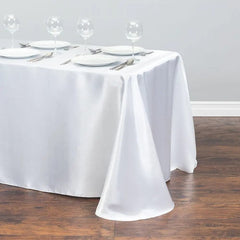  Showlu Fashion Store White / 228x335cm-90x132inch Rectangular Table Cloth Satin Cloth Square Table Cloth suitable for buffet table party holiday dinner wedding banquet decoration