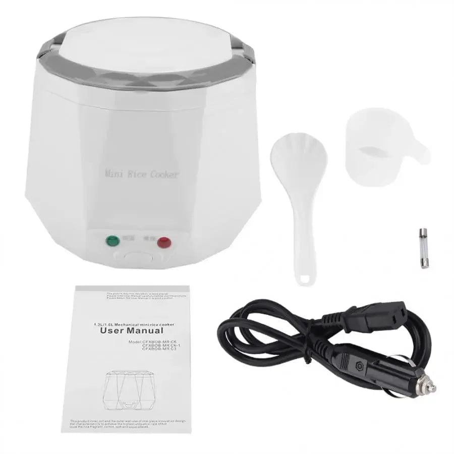  Showlu Fashion Store white / 24V Mini Rice Cooker 1.3L Electric Heating Lunch Box Portable Thermostat Food Steamer Multi Electric Cooker For Car Truck 12/24V