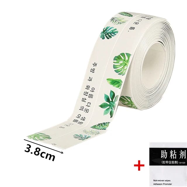  Showlu Fashion Store White 3-green leaf / 100CM For Bathroom Kitchen Accessories Shower Bath Sealing Strip Tape Caulk Strip Self Adhesive Waterproof Wall Sticker Sink Edge Tape