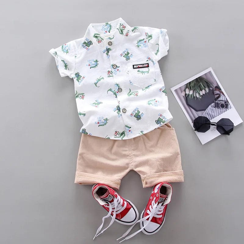  Showlu Fashion Store White / 3T New Summer Baby Clothes Suit Children Boys Cartoon Shirt Shorts 2Pcs/Sets Toddler Clothing Infant Casual Costume Kids Tracksuits