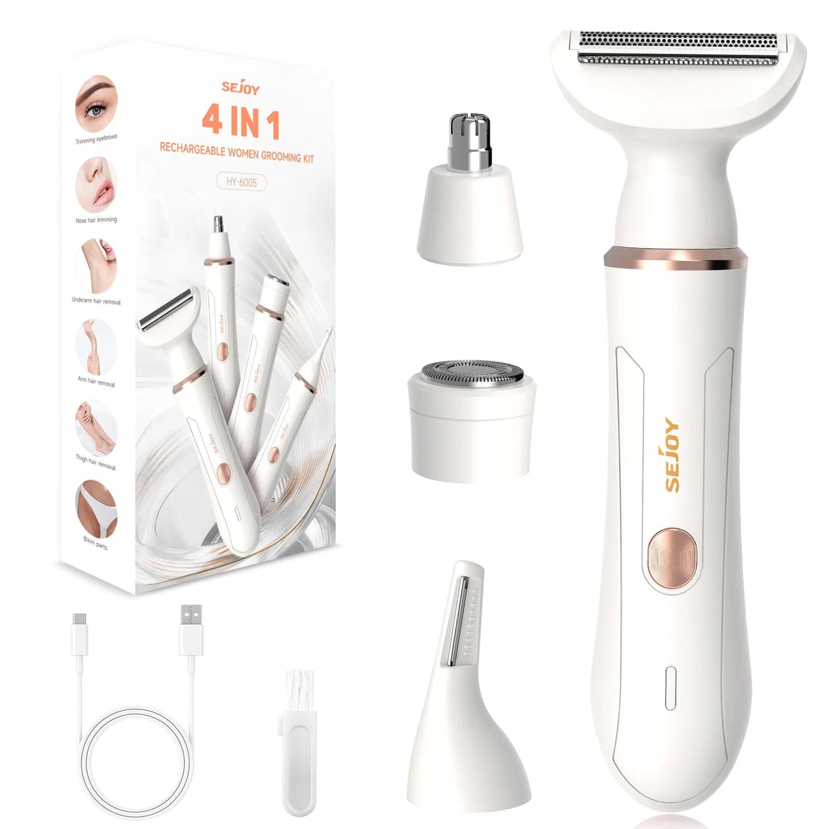 SHOWLU FASHION STORE WHITE 4 in 1 Electric Hair Removal Cutting Machine for Women haver Lady Shaver Body Hair Trimmer for Armpit Bikini Arm Leg Face