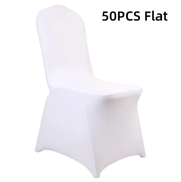 SHOWLU FASHION STORE White 50pcs Flat / United States 10-100PCS Black White Strong Spandex Universal Wedding Chair Covers Full Seat Slipcovers Restaurant Cafe