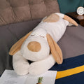 Soft white Biscuit Puppy plush pillow by SHOWLU FASHION STORE, a kawaii long stuffed dog doll perfect for cuddling and gifting.