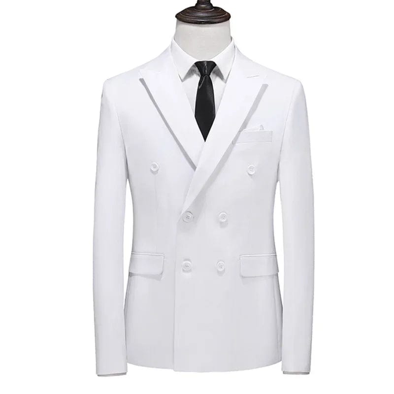  Showlu Fashion Store white / Asia L(168cm-58kg) / CHINA Plus Size M-6XL Men Slim Fit Double Breasted Blazer Formal Blazer Men Casual Suit Jacket Costume Homme Party Prom Social Blazers