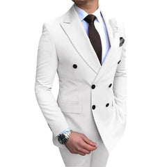 SHOWLU FASHION STORE white / Asian 3XL is US L 2023 Wedding Suits Men Business Fashion 2 Piece Set Slim Jacket Dress Blazers Coat Pants Trousers Solid Color Double Breasted