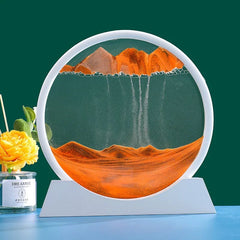 SHOWLU FASHION STORE White Base-Orange / 12 inch 3D Moving Sand Art Picture Round Glass Deep Sea Sandscape Hourglass Quicksand Craft Flowing Sand Painting Office Home Decor Gift