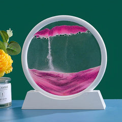 SHOWLU FASHION STORE White Base-Pink / 12 inch 3D Moving Sand Art Picture Round Glass Deep Sea Sandscape Hourglass Quicksand Craft Flowing Sand Painting Office Home Decor Gift