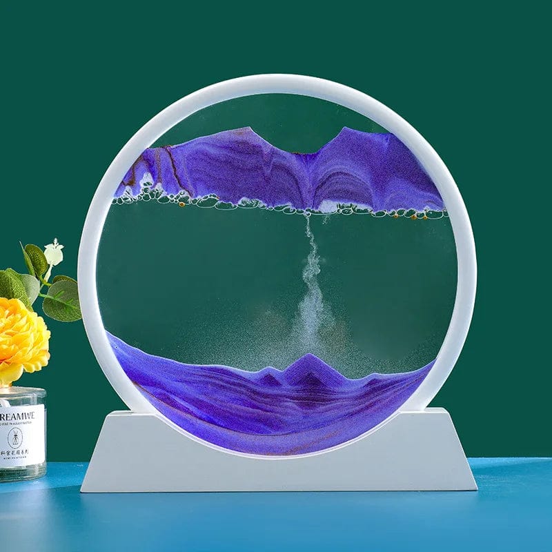 SHOWLU FASHION STORE White Base-Purple / 12 inch 3D Moving Sand Art Picture Round Glass Deep Sea Sandscape Hourglass Quicksand Craft Flowing Sand Painting Office Home Decor Gift