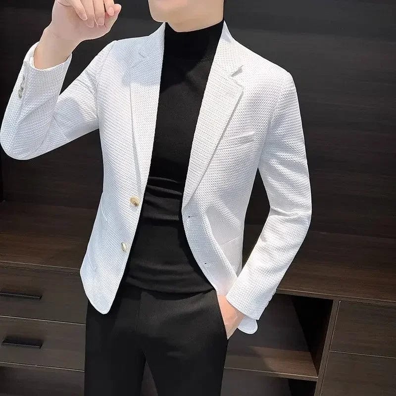 SHOWLU FASHION STORE White Blazer / M Dress Jackets Slim Fit Coats Jacket for Men Business Man Suits and Blazers Thin Plaid Luxury Designer Summer High Quality New In