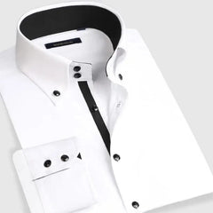 SHOWLU FASHION STORE White buckle 2186 / 39 Asian size L Dress Shirt for Men Button-down Collared Formal Business Long Sleeve Casual Korean Fashion Slim Fit Male Designer Shirts White