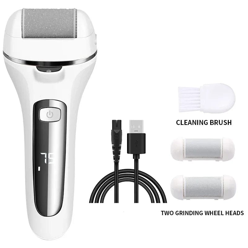 SHOWLU FASHION STORE White / CHINA Electric Callus Remover Professional Foot File Grinder Pedicure Machine Rechargeable Heel Cracked Dead Skin Scrubber 3 Heads