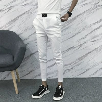  Showlu Fashion Store White eagle logo / 30-size silm slim version Kuaishou Cyber Celebrity Social Smart Guy Trendy Tight Pants