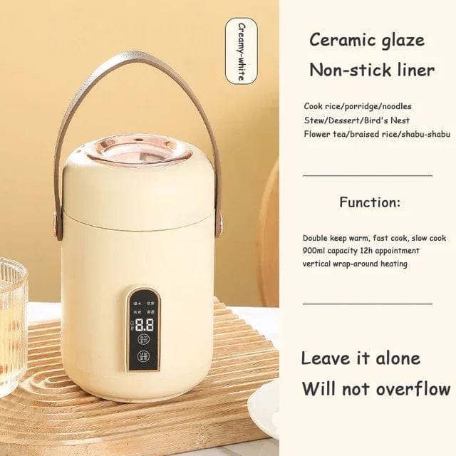  Showlu Fashion Store WHITE / EU Smart Electric Stew Pot Portable Soup Insulation Bucket Rice Noodles Porridge Stew Skillet Cup Heater Boiler Lunch Box Office