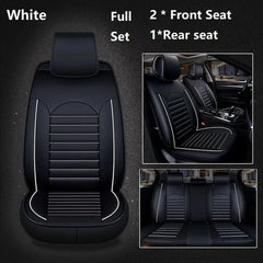  Showlu Fashion Store White - Full SET Luxury Quality Leather Car Seat Cover Comfortable  Four Seasons Universal Front/ Rear/ Full Set Cover Cushion Car Seat Protector