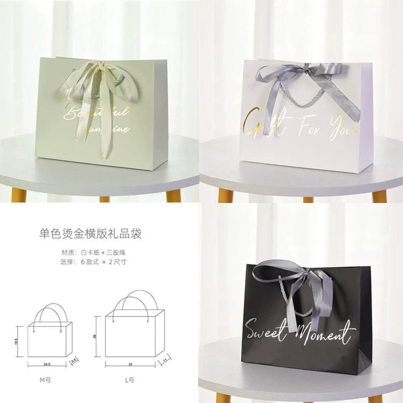 SHOWLU FASHION STORE White + Gray + Black gift bag 3 Pack / Medium 24.5*9.5*19.5cm Gift Bag Tote Bag Gift Birthday Gift Mother's Day Paper Packaging Bags Minimalist Box Fancy