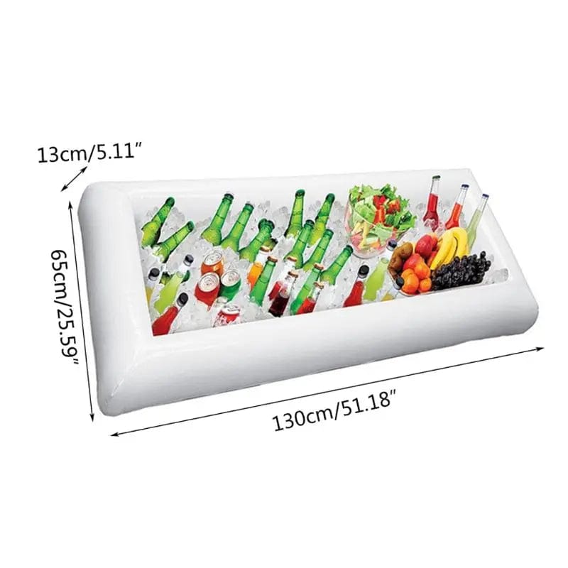  Showlu Fashion Store White Inflatable Serving Bar Salad Ice Tray Food Drink Containers BBQ Pool Party Supplies Buffet Luau Cooler with Drain