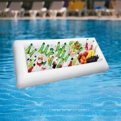  Showlu Fashion Store White Inflatable Serving Bar Salad Ice Tray Food Drink Containers BBQ Pool Party Supplies Buffet Luau Cooler with Drain