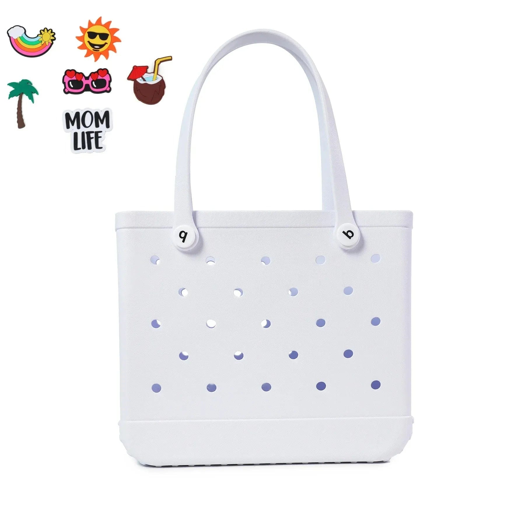  Showlu Fashion Store white-kou / L Large Boggs Beach Bag Summer EVA Beach Basket Women Picnic Tote Bag Holes Waterproof Handbag Pouch Shopping Shoulder Bag