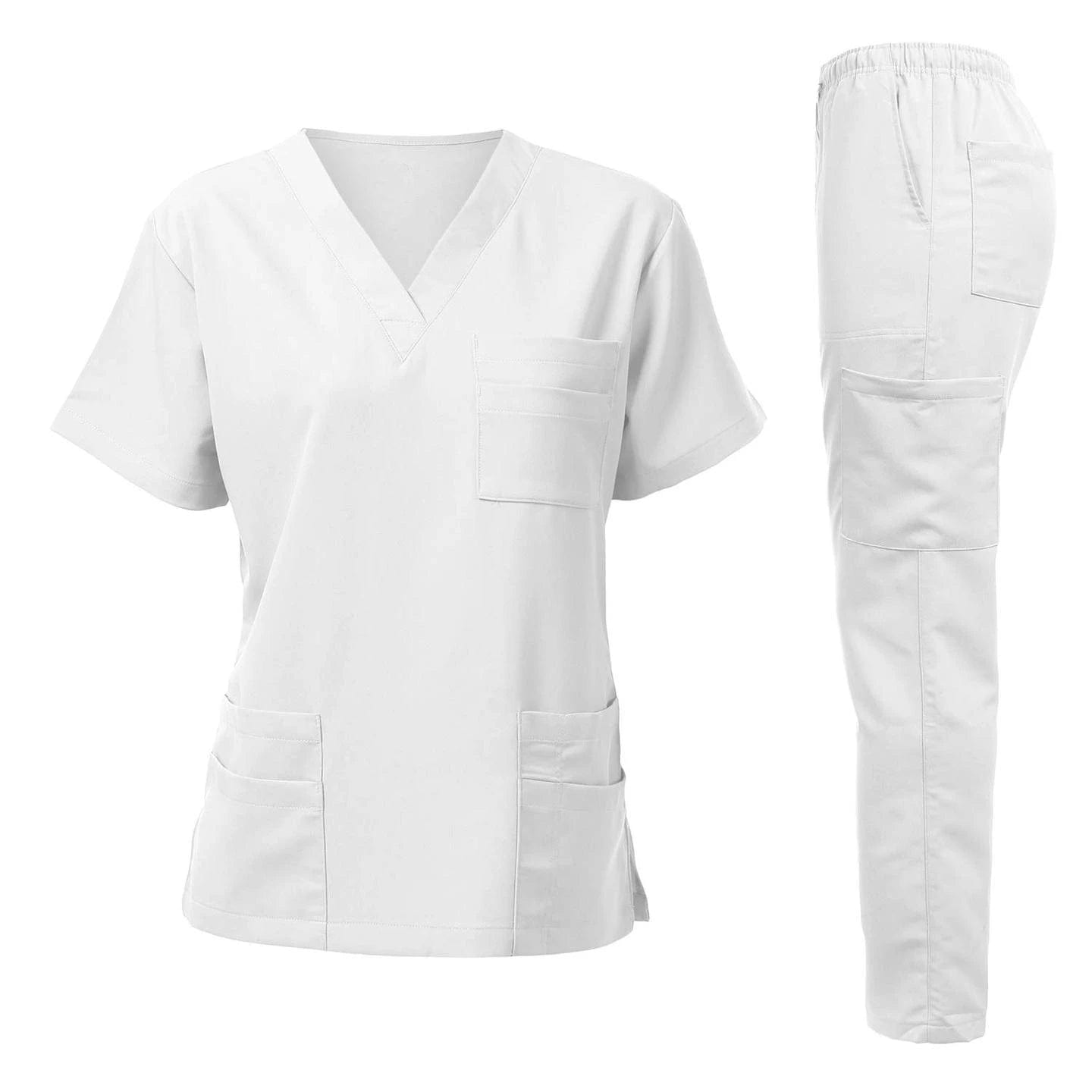 SHOWLU FASHION STORE WHITE / L Anti Wrinkle Washable Soft Fabric Nursing Scrubs Hospital Uniform Medical Scrubs Tops Women Jogger Scrubs Sets Nurse Uniform