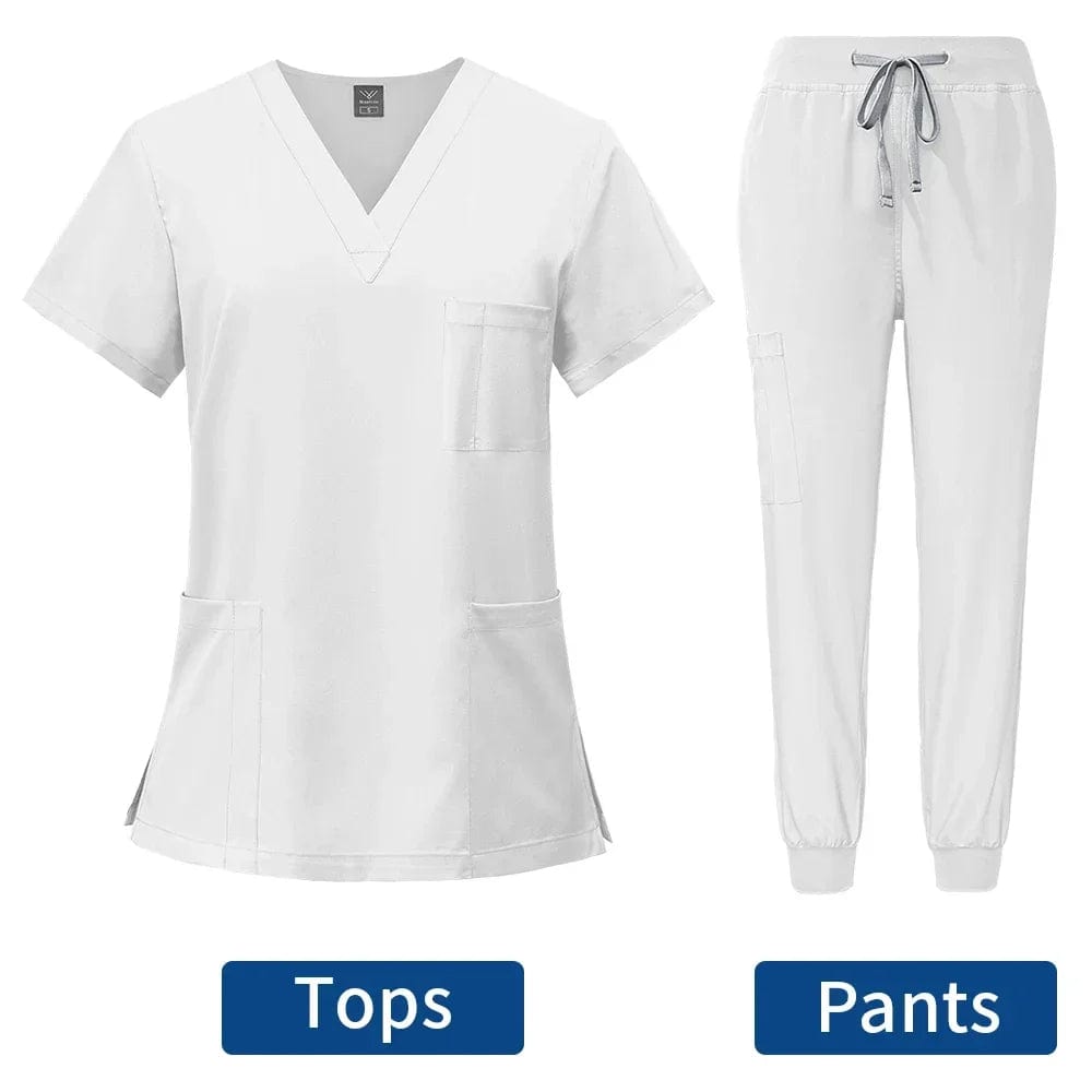 SHOWLU FASHION STORE white / L Slim Fit Medical Scrubs Uniform Women Scrub Sets Nursing Accessories Hospital Surgery Gowns Dental Clinic Beauty Salon Workwear