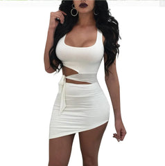 SHOWLU FASHION STORE White / L Women's Club & Night Out Sexy Dresses Spaghetti Straps Backless Bodycon Mini Dress