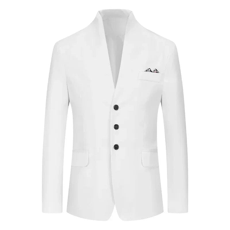 SHOWLU FASHION STORE white / M 2023 Four Seasons New Men's Fashion Standing Collar Casual Suit Large Loose Solid Color Suit