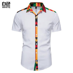 Showlu Fashion Store White / M Bold Kente Print Shirt