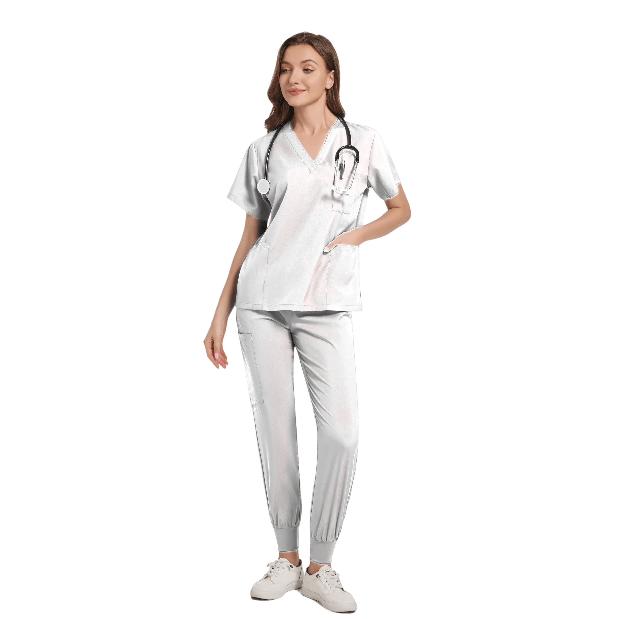 SHOWLU FASHION STORE White / M Women Scrub Set Surgical Nursing Scrub Sets Hospital Uniform Medical Factory Wholesale Uniforms Womens Custom Scrubs