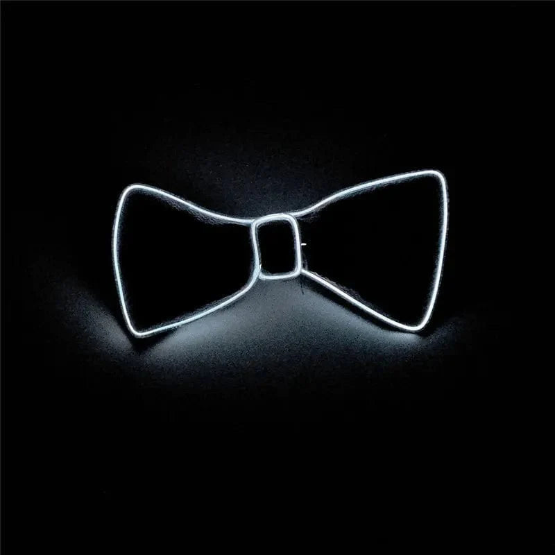 Showlu LED Neon EL Wire glowing bow tie, luminous party accessory with bright light-up design for events, Halloween, and clubwear.