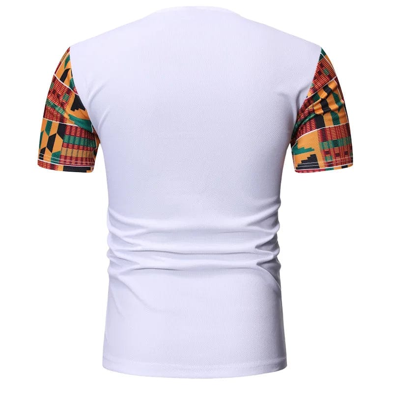  Showlu Fashion Store White Patchwork African Dashiki T Shirt