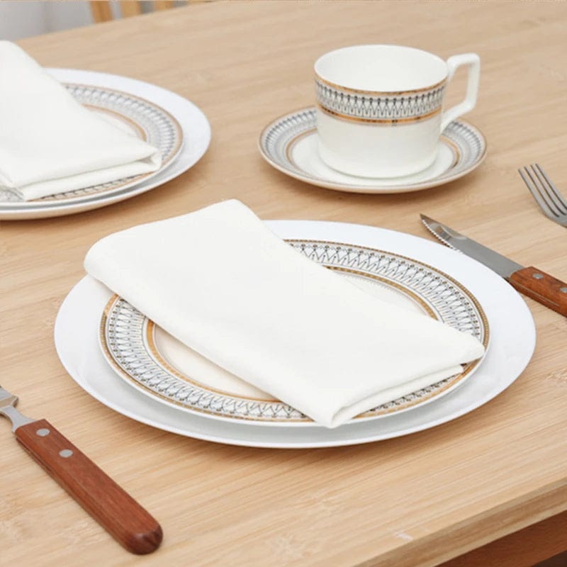  Showlu Fashion Store white Set Of 6 40x40cm Table Cloth Napkins Durable Polyester Thicken Placemat Reusable for Kitchen Dining Wedding Decoration